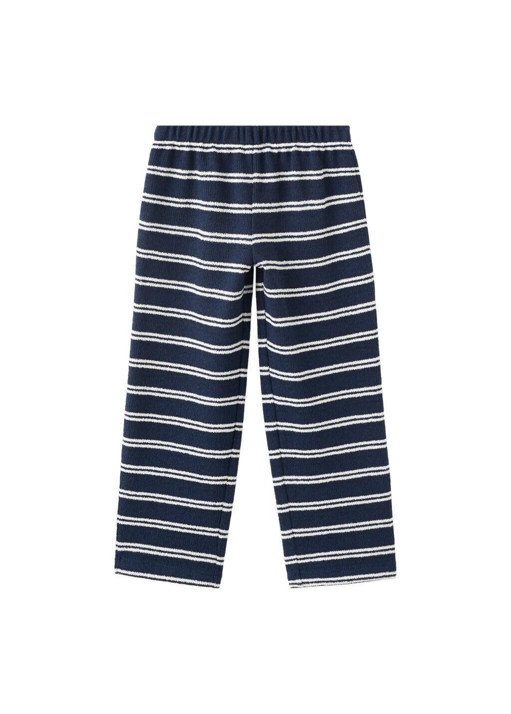 Navy Striped Cotton Trousers, Baby Girl, Navy, large image number 4