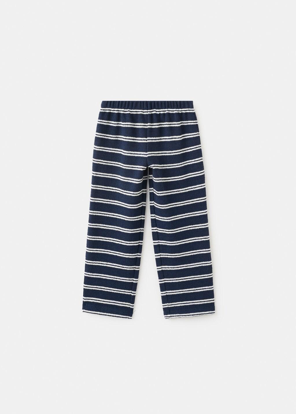 Navy Striped Cotton Trousers, Baby Girl, Navy, large image number 5