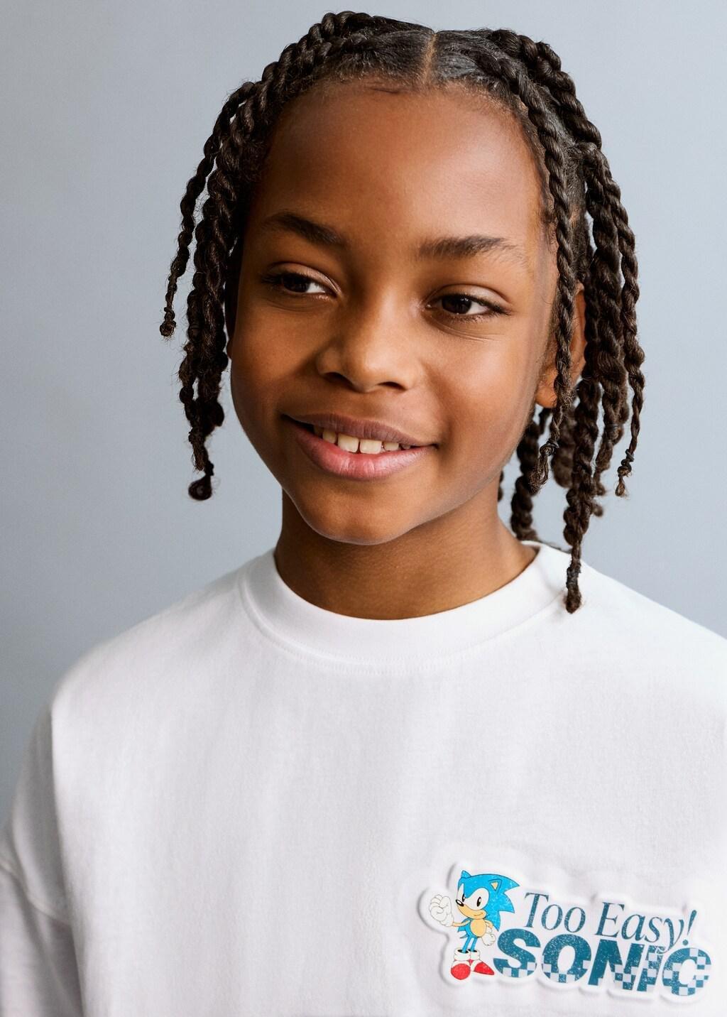 White Sonic Cotton T-Shirt, Kids Boys, White, large image number 4