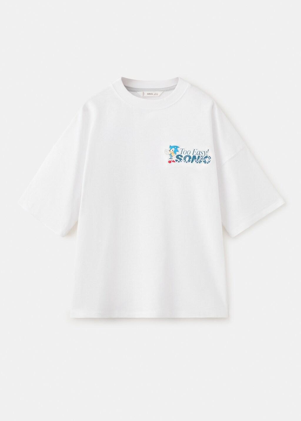 White Sonic Cotton T-Shirt, Kids Boys, White, large image number 7