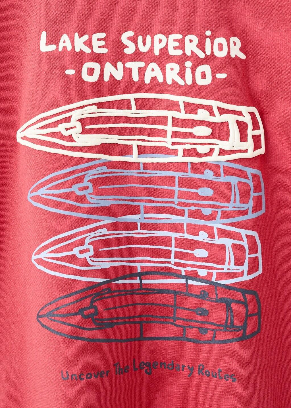 Red Printed Cotton-Blend T-Shirt, Kids Boys, Red, large image number 1