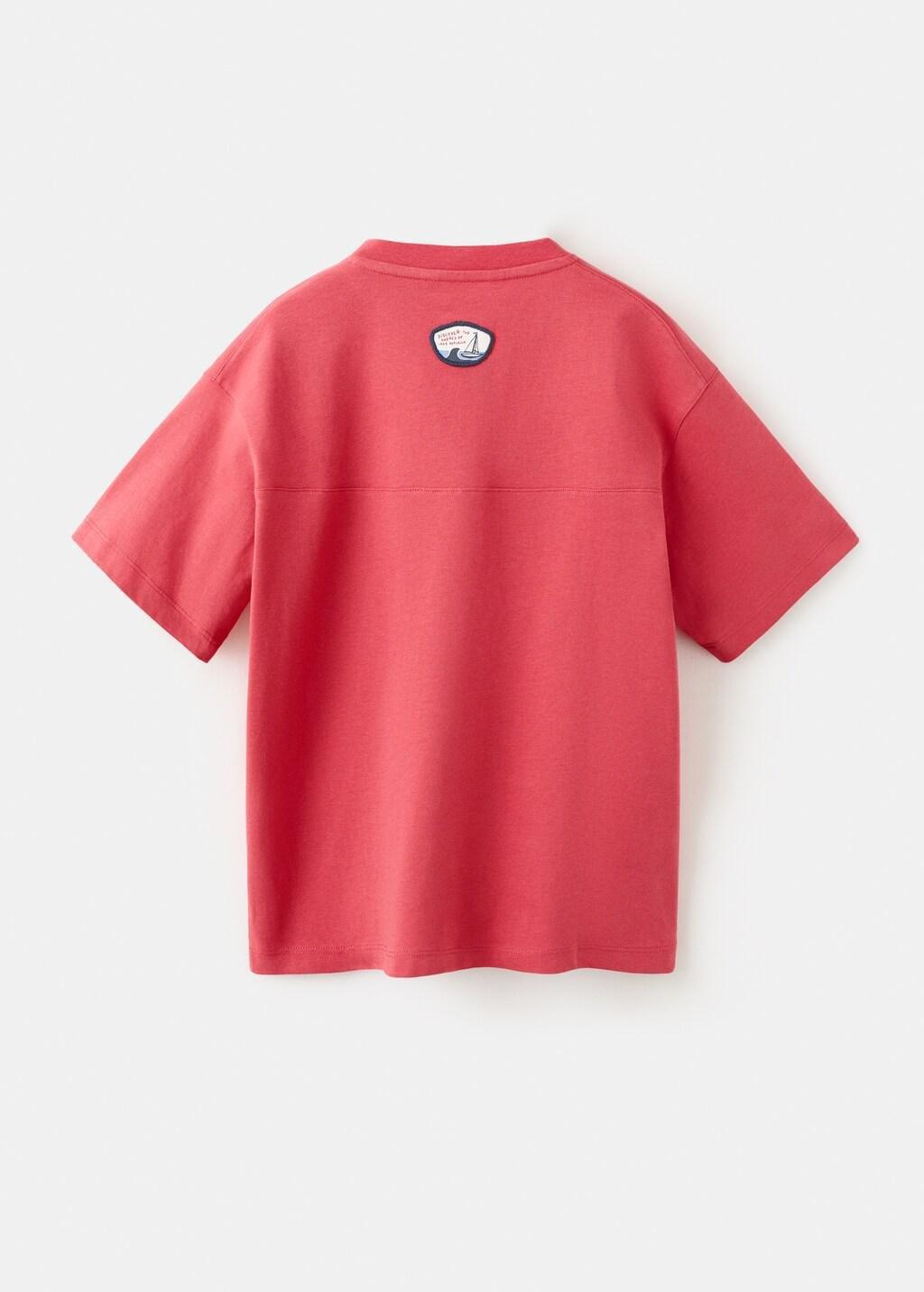 Red Printed Cotton-Blend T-Shirt, Kids Boys, Red, large image number 2