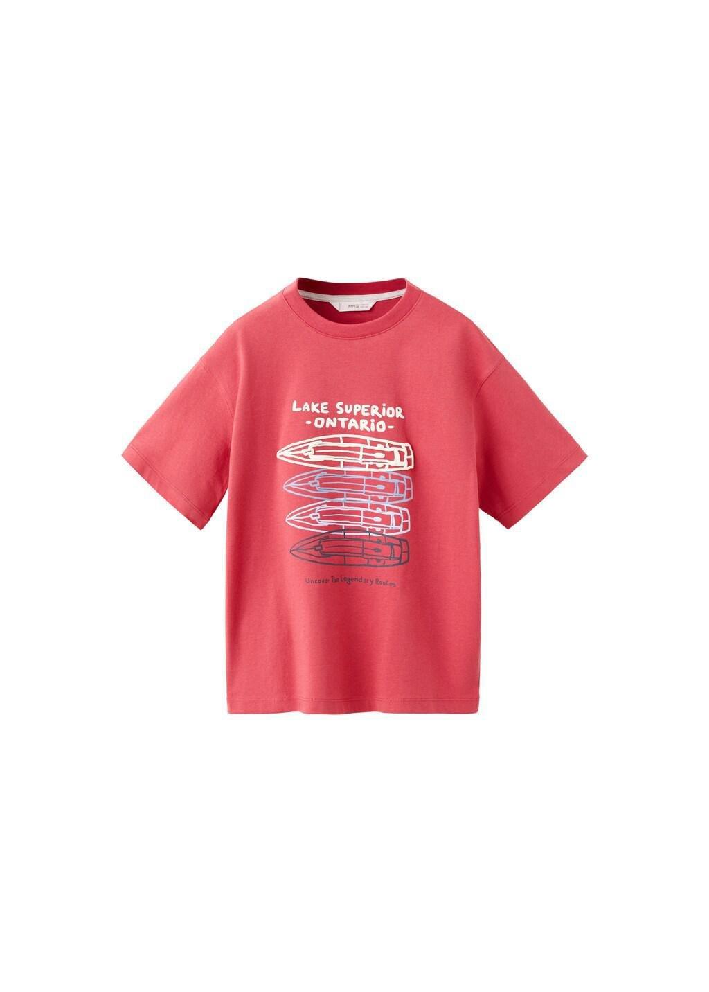 Red Printed Cotton-Blend T-Shirt, Kids Boys, Red, large image number 6