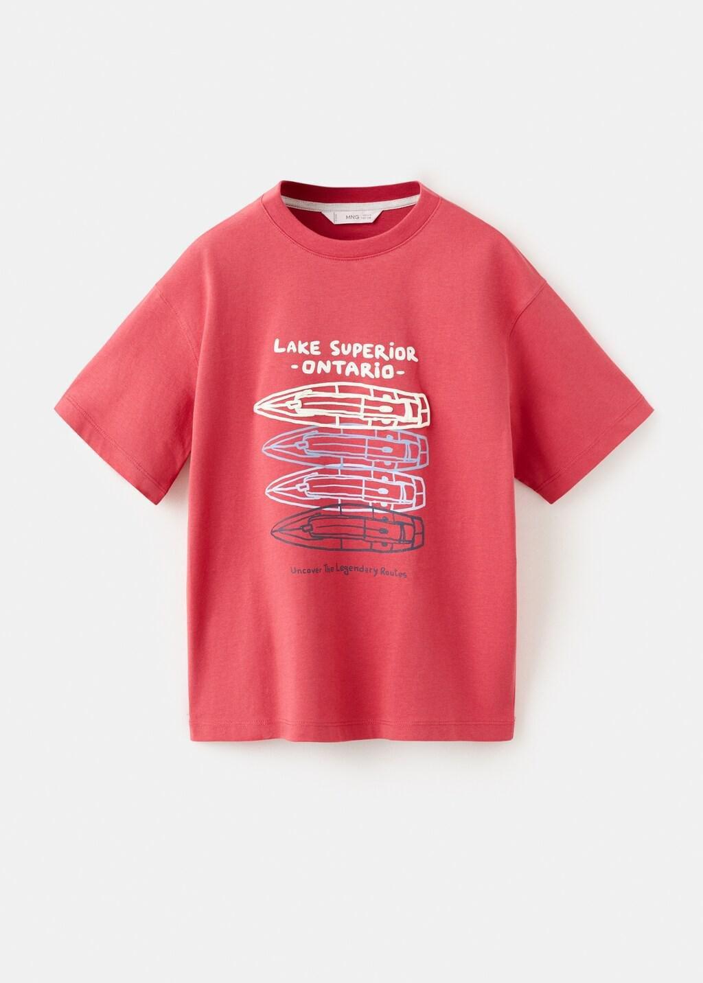 Red Printed Cotton-Blend T-Shirt, Kids Boys, Red, large image number 7
