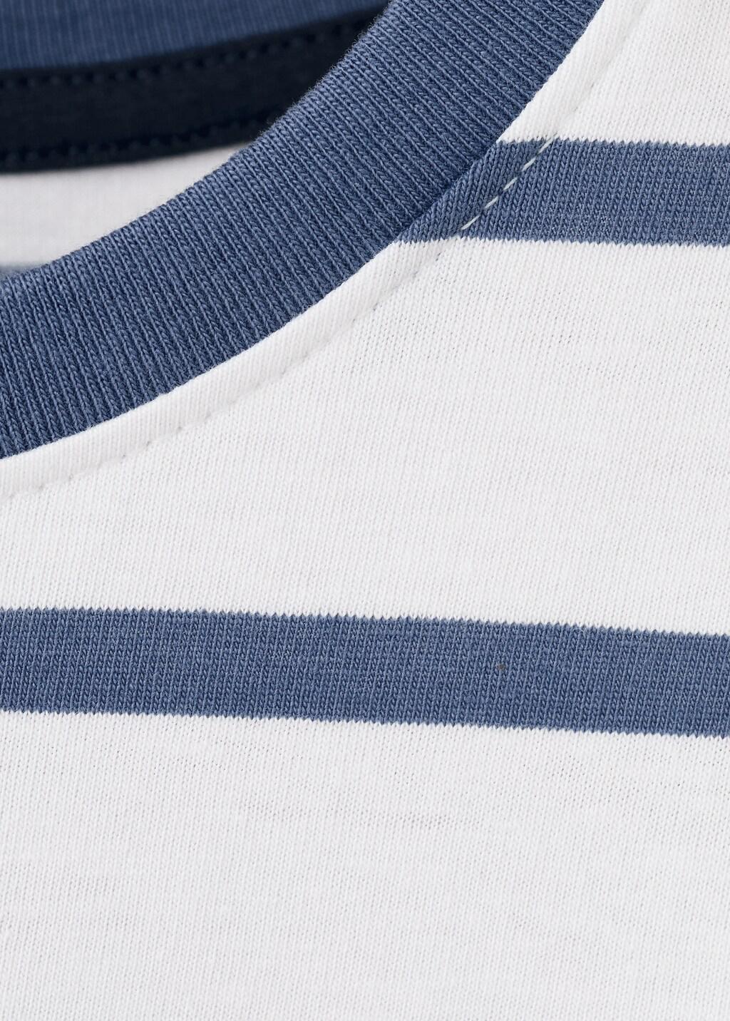 Blue Striped Cotton T-Shirt, Kids Boy, Medium Blue, large image number 1