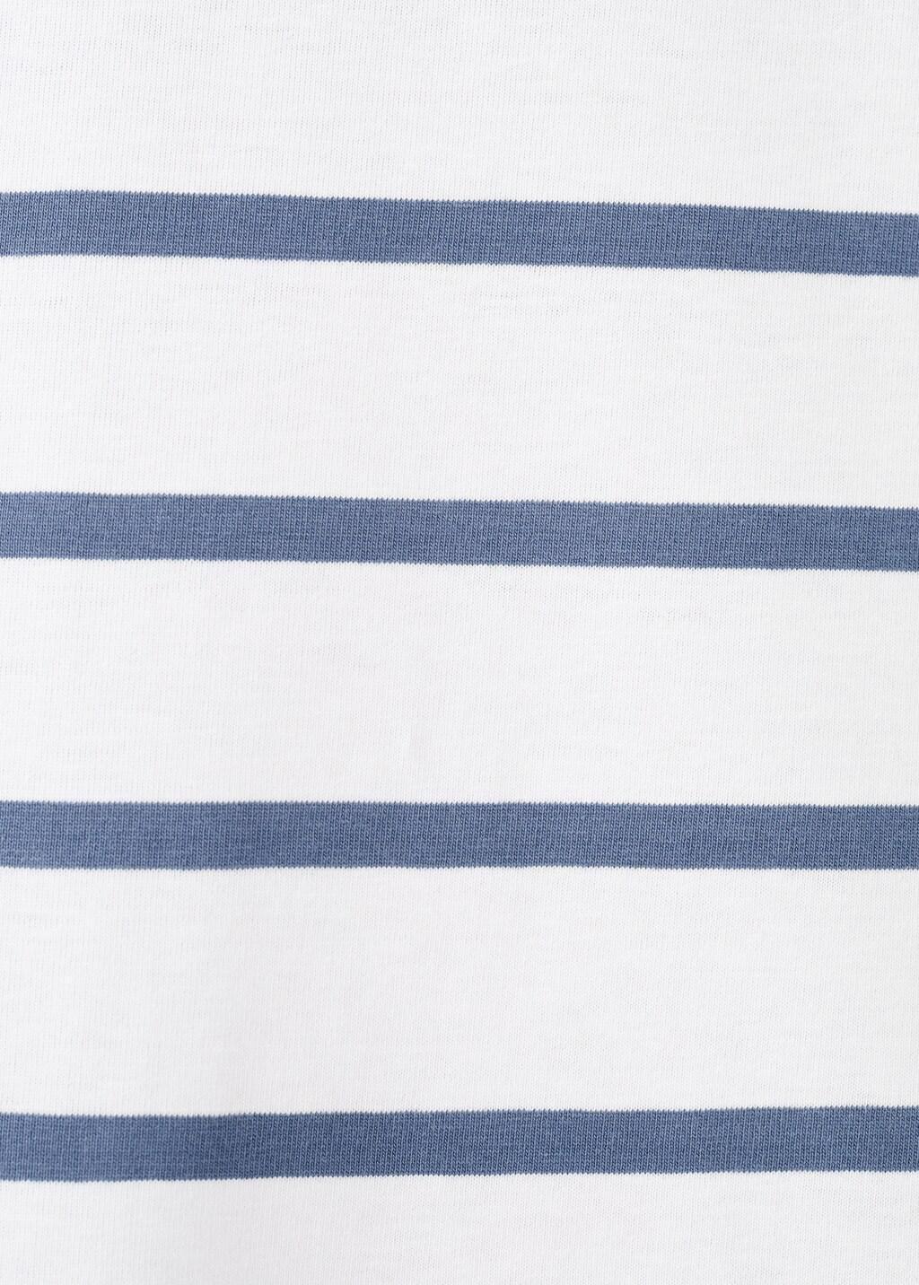 Blue Striped Cotton T-Shirt, Kids Boy, Medium Blue, large image number 4
