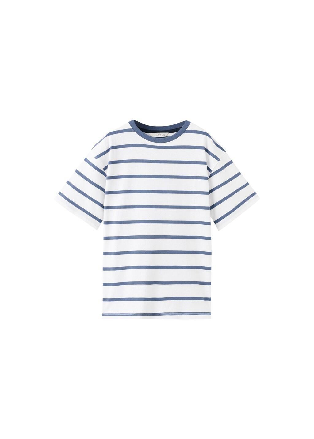 Blue Striped Cotton T-Shirt, Kids Boy, Medium Blue, large image number 5