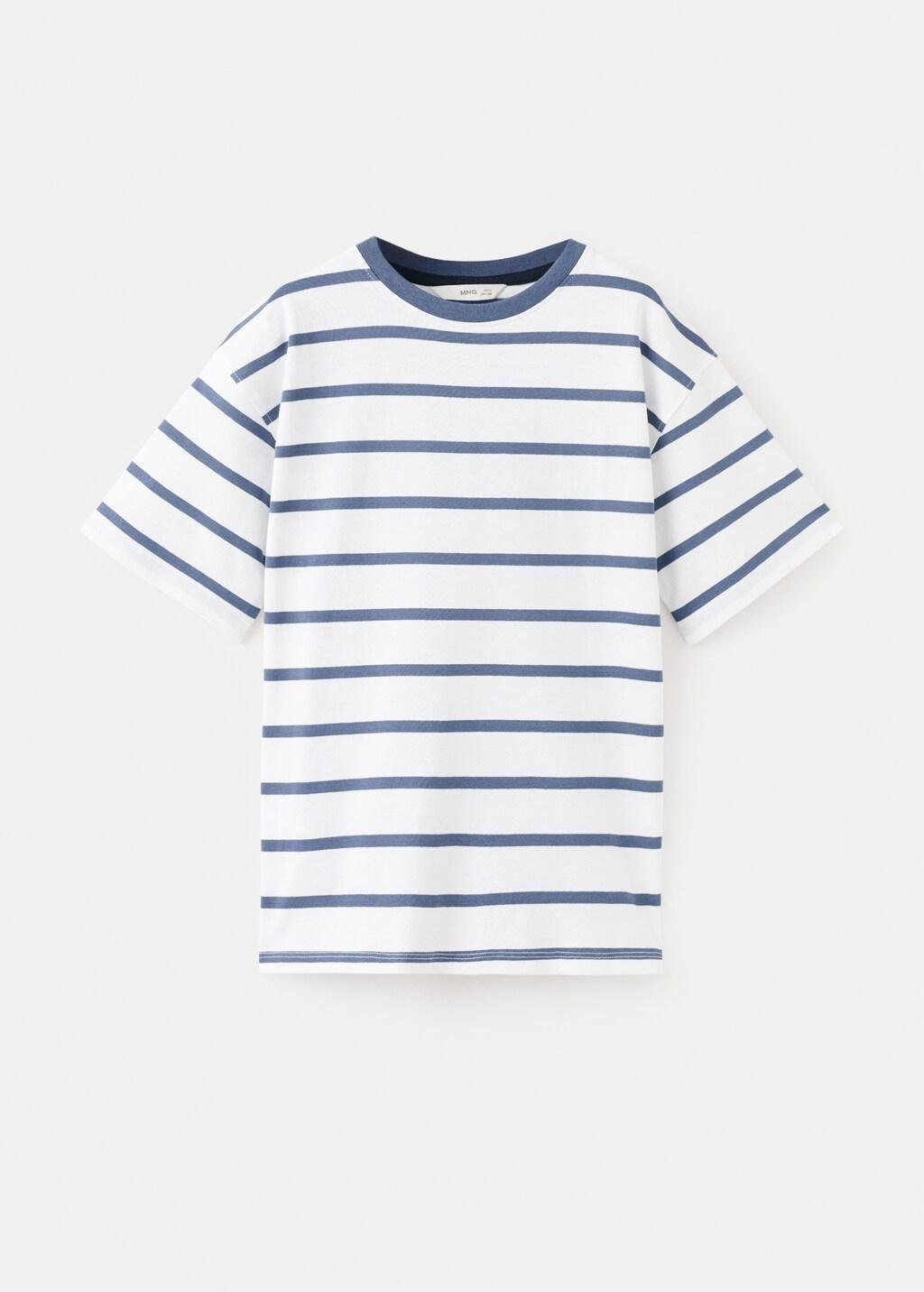 Blue Striped Cotton T-Shirt, Kids Boy, Medium Blue, large image number 6