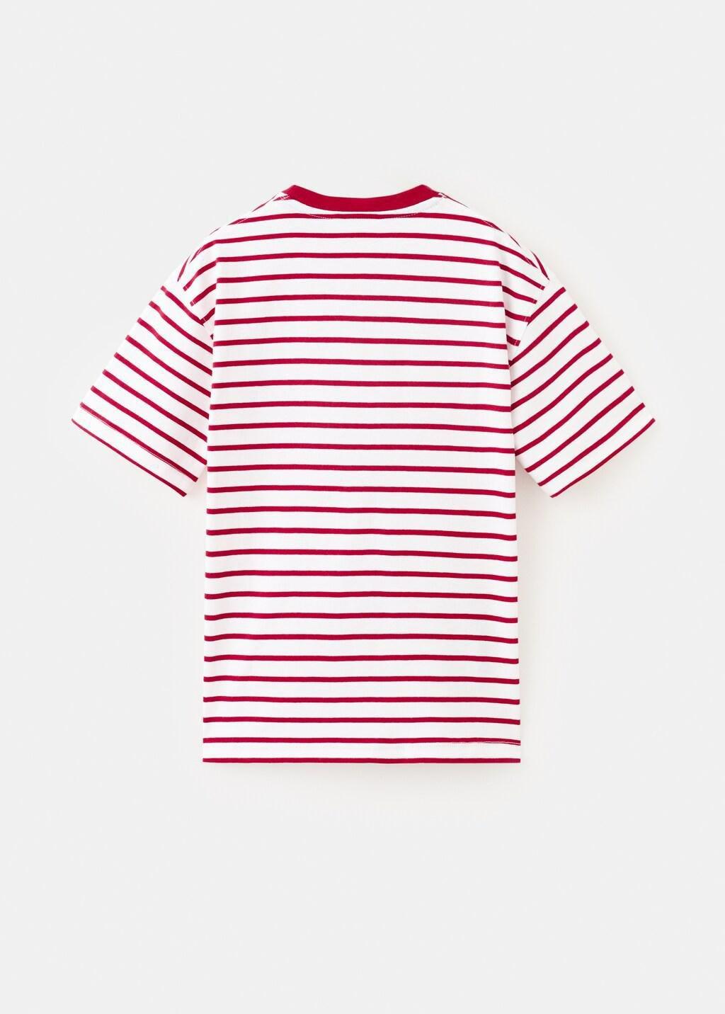 Red Striped Cotton T-Shirt, Kids Boys, Red, medium