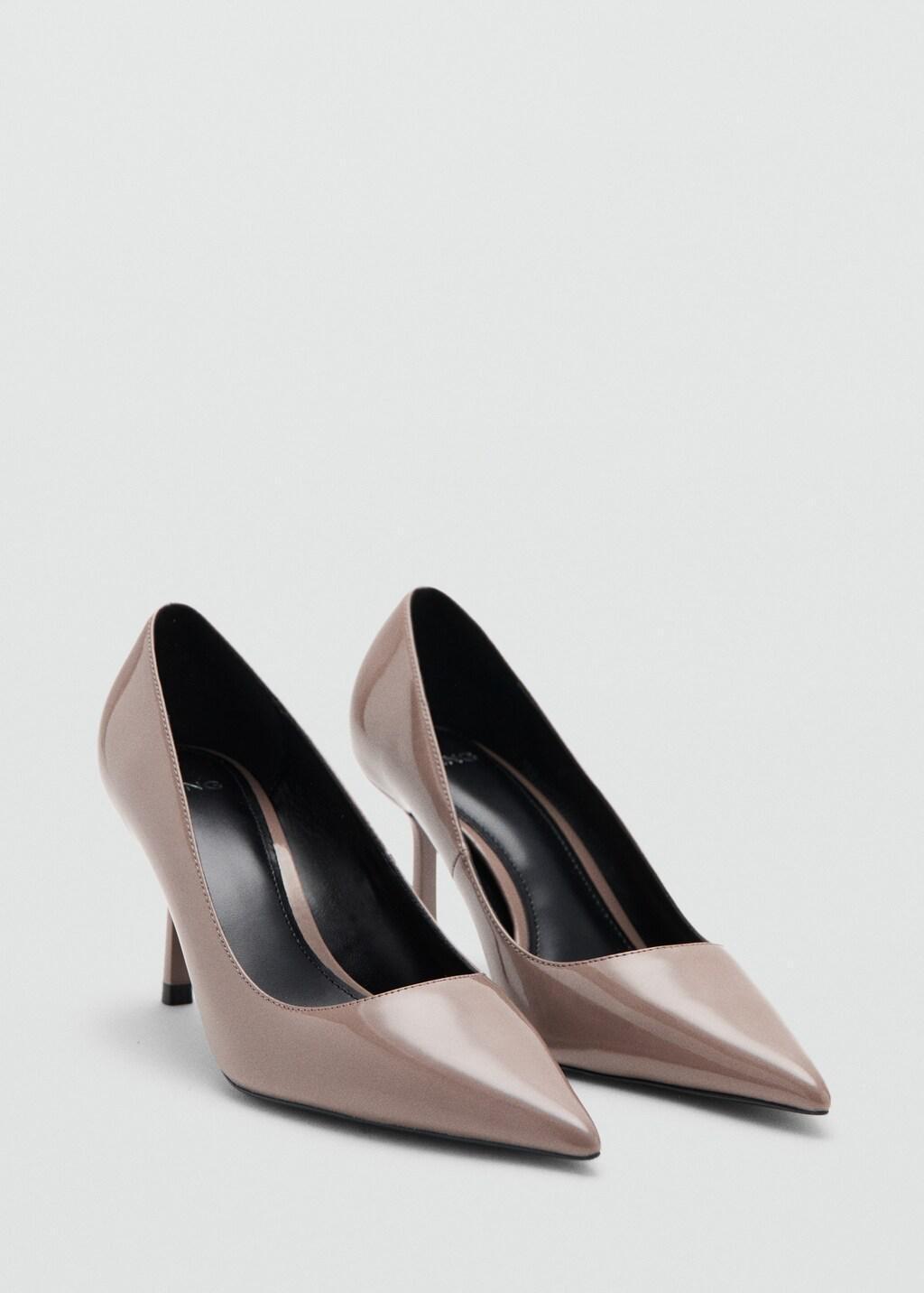 Pink Patent Leather Pointed-Toe Court Shoes, Light-Pastel Pink, large image number 0