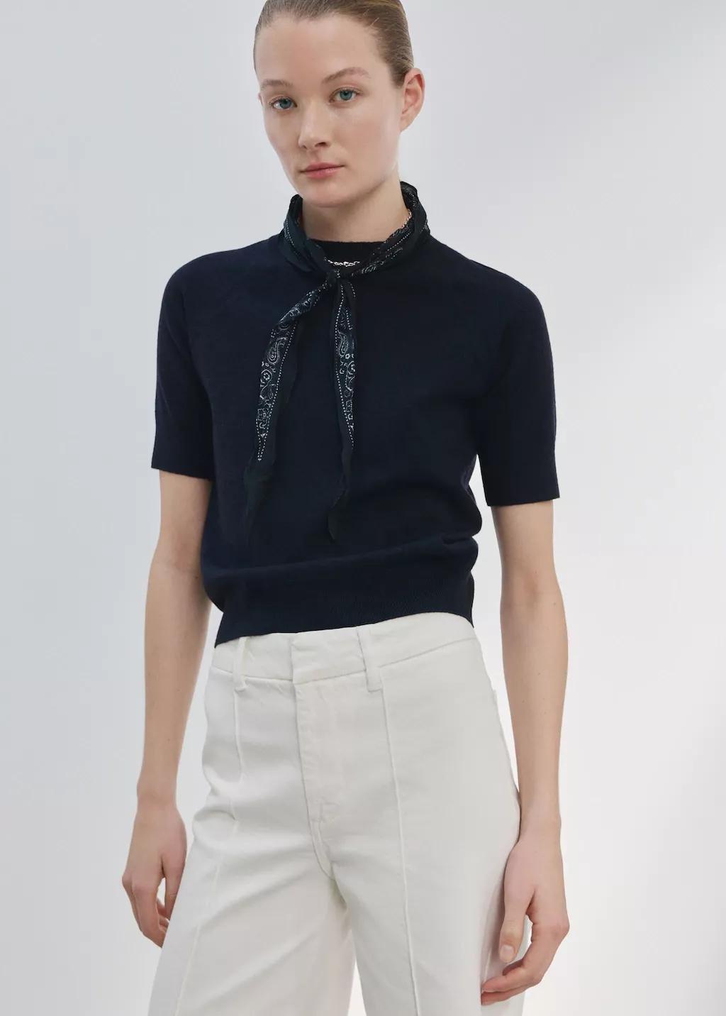 WHITE High-waisted wide leg jeans with stitching, 0201_01, large image number 4