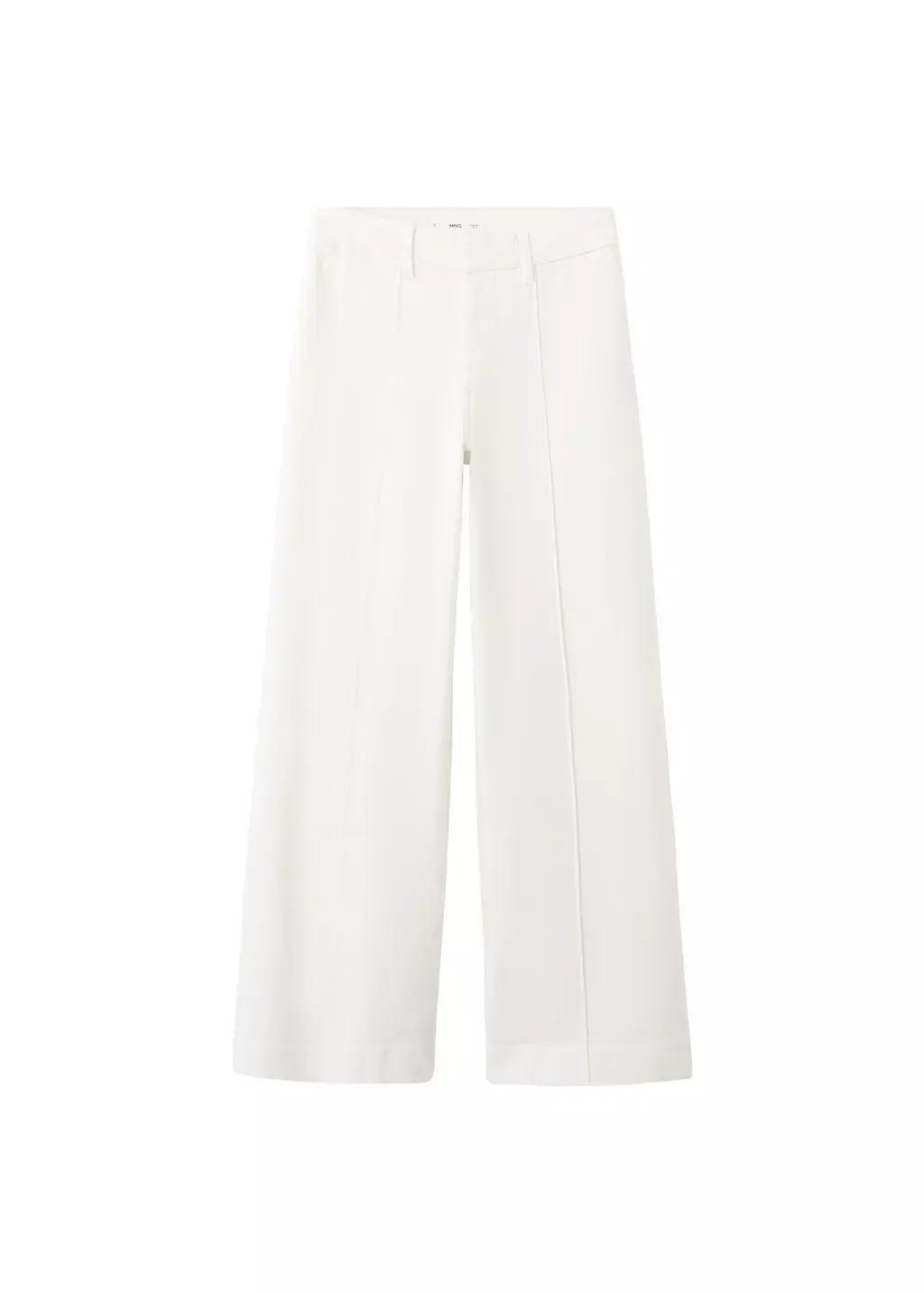 WHITE High-waisted wide leg jeans with stitching, 0201_01, large image number 7