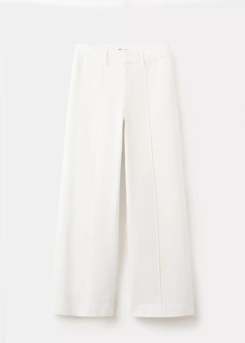 WHITE High-waisted wide leg jeans with stitching, 0201_01, large image number 8