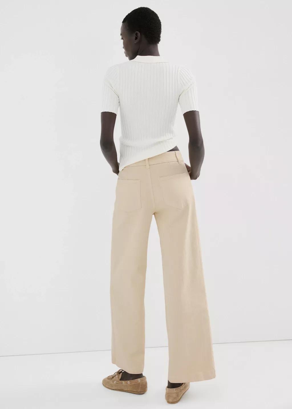 Yellow High-Waisted Wide Leg Jeans With Stitching, Yellow, large image number 2