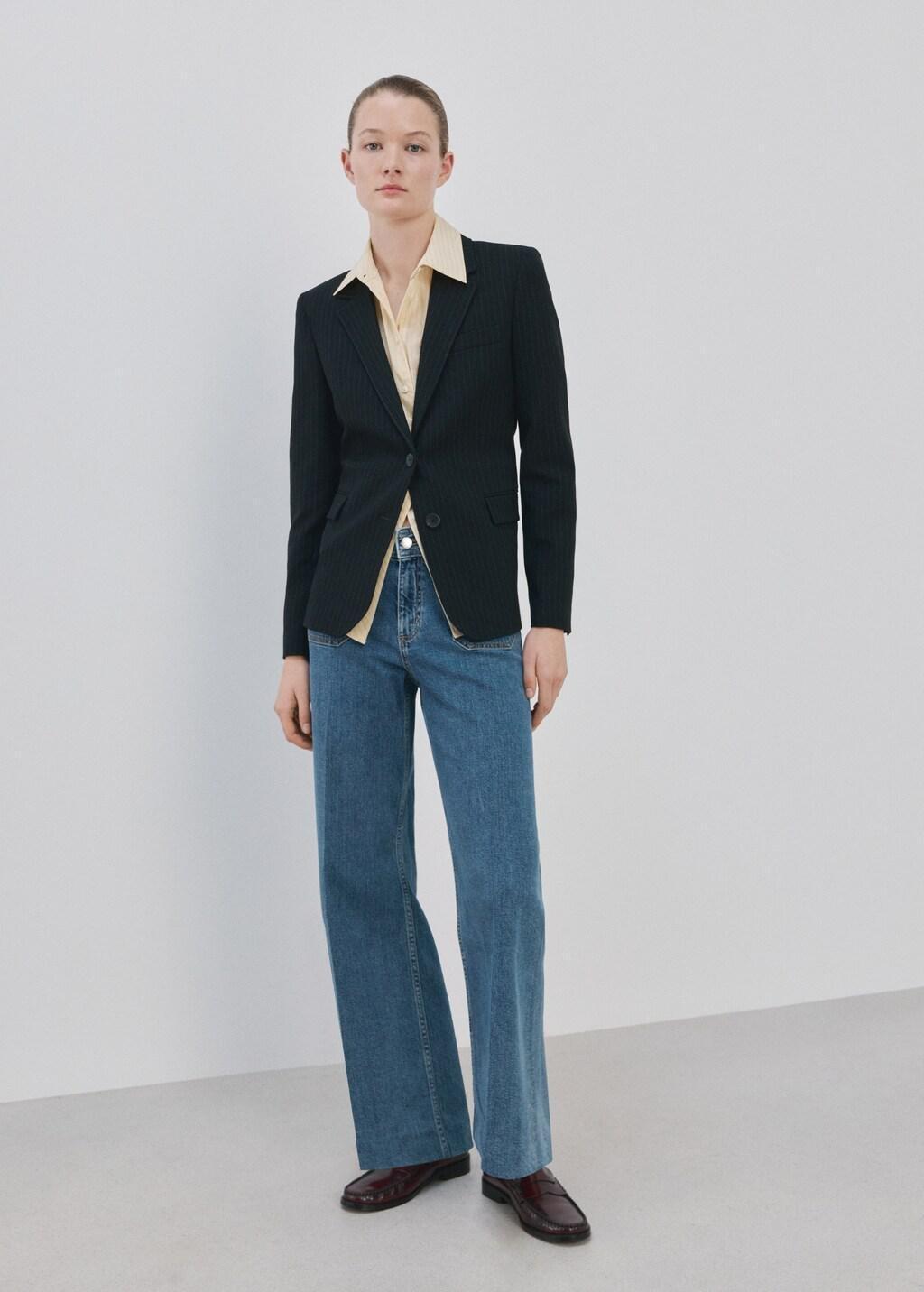 Blue Wide Leg Jeans With Pockets, Open Blue, medium