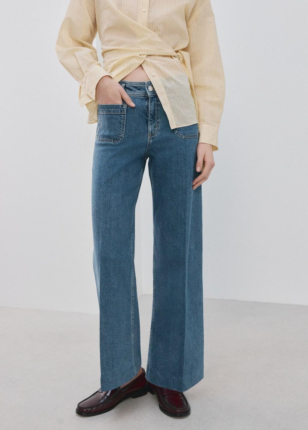 OPEN BLUE Wide leg jeans with pockets, 0201_TM, large image number 3