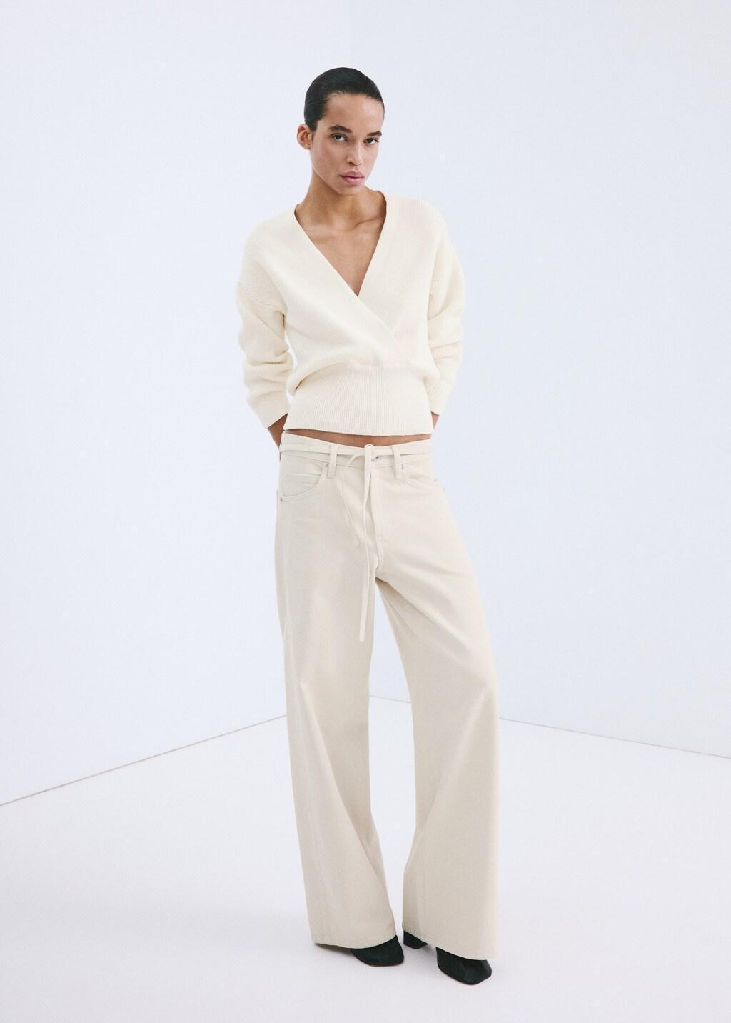 Grey Lt Pastel Wide-Leg Jeans With Drawstring, Light Pastel Grey, large image number 0