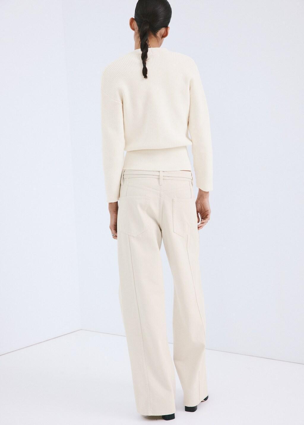 Grey Lt Pastel Wide-Leg Jeans With Drawstring, Light Pastel Grey, large image number 2