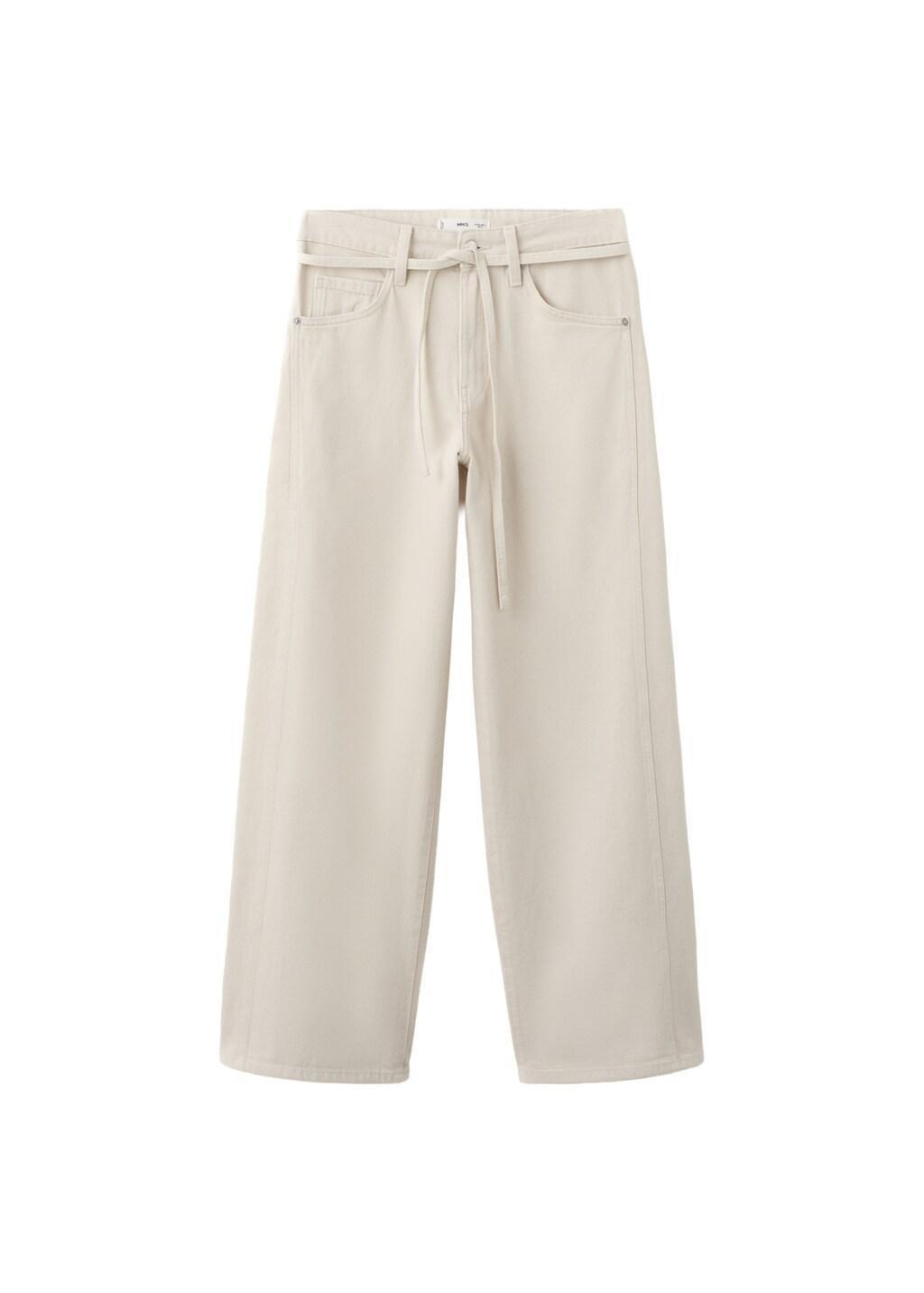 Grey Lt Pastel Wide-Leg Jeans With Drawstring, Light Pastel Grey, large image number 6