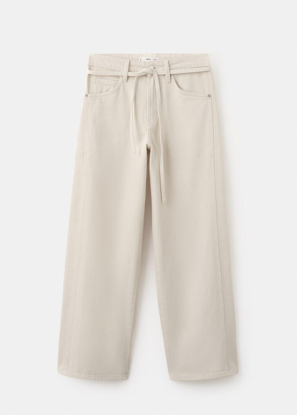 Grey Lt Pastel Wide-Leg Jeans With Drawstring, Light Pastel Grey, large image number 7