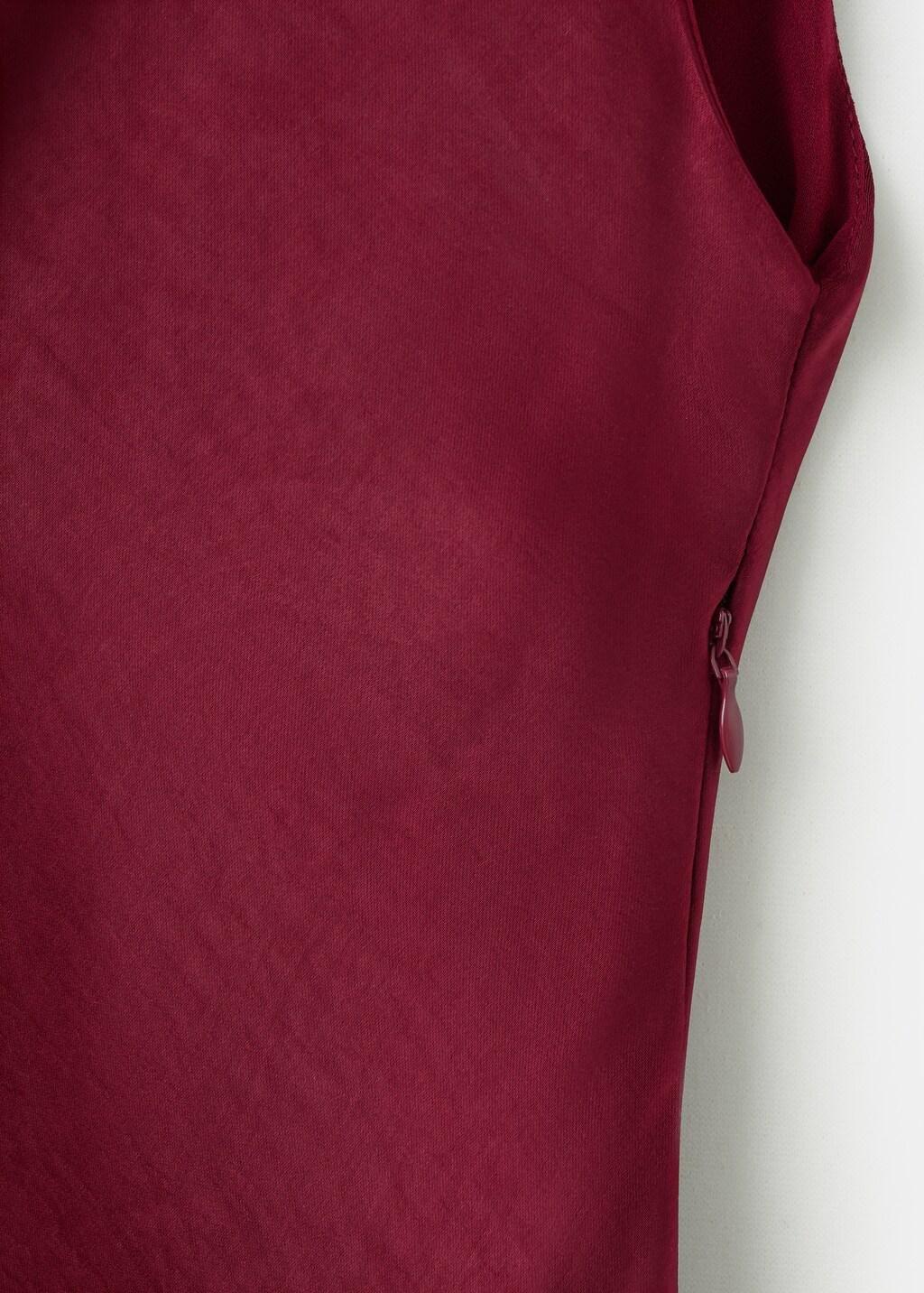 Red Fitted Satin Dress, Dark Red, large image number 1