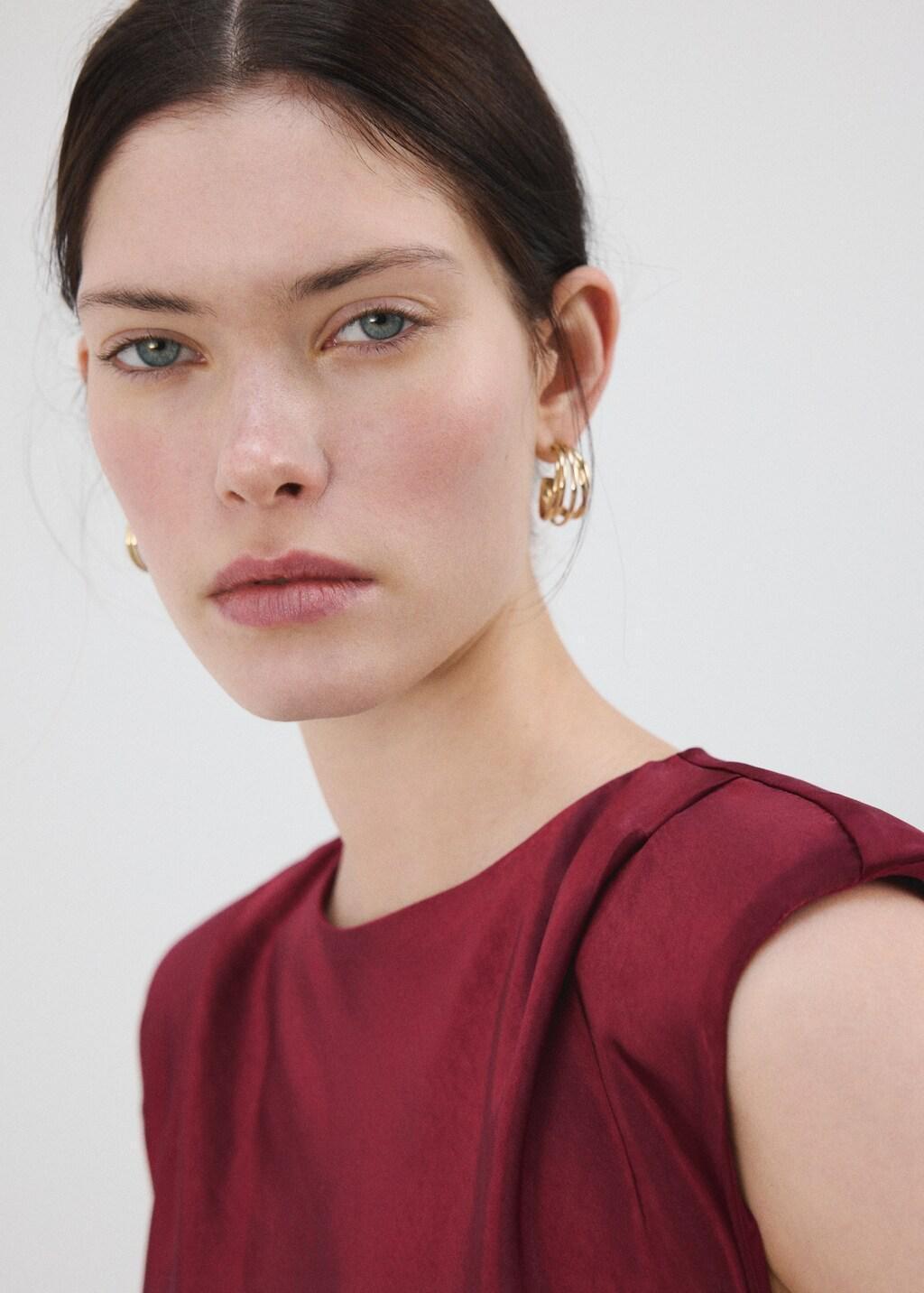 Red Fitted Satin Dress, 0201_75, large image number 4