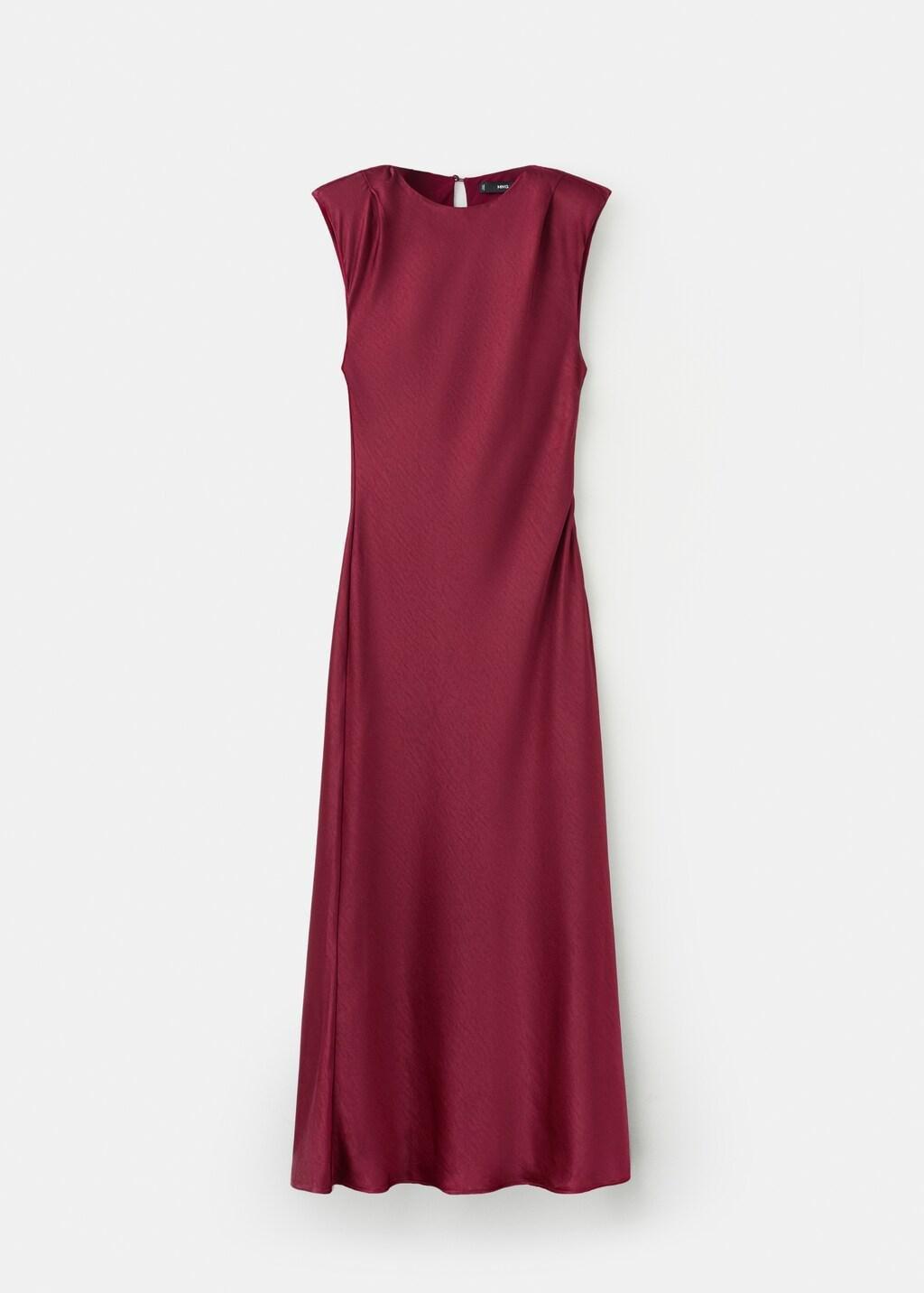 Red Fitted Satin Dress, 0201_75, large image number 7