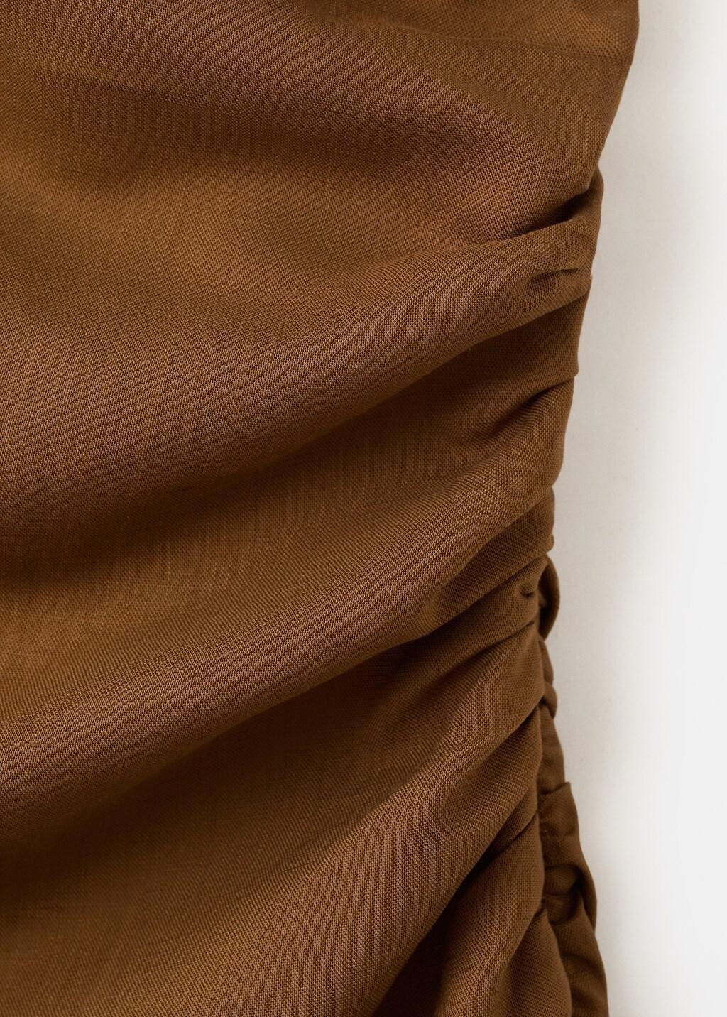Brown Asymmetrical Dress With Side Slit, Medium Brown, large image number 5