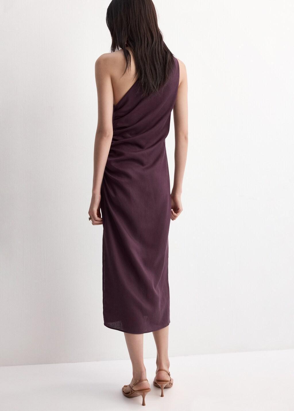 Red Asymmetrical Dress With Side Slit, Dark Red, large image number 2