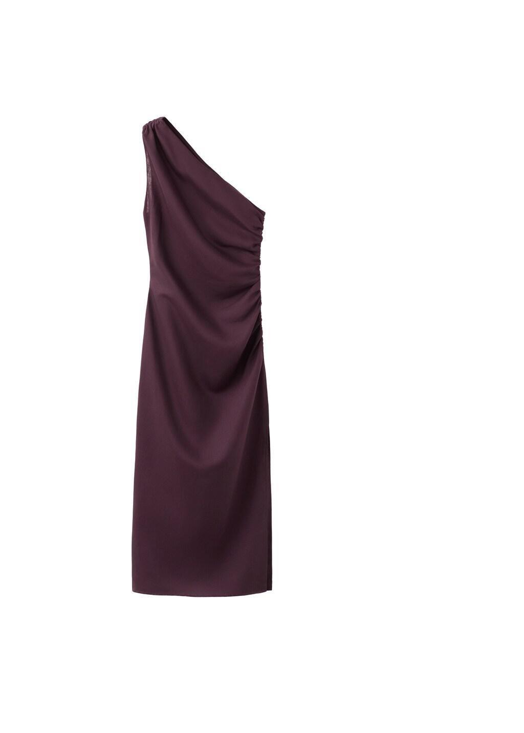 Red Asymmetrical Dress With Side Slit, Dark Red, large image number 7