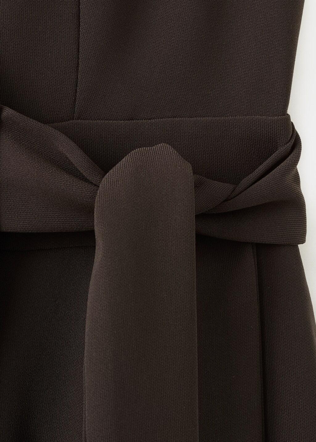 Brown Belt Wrap Jumpsuit, Dark Brown, large image number 1