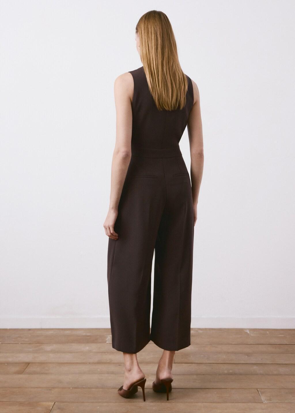Brown Belt Wrap Jumpsuit, Dark Brown, large image number 2