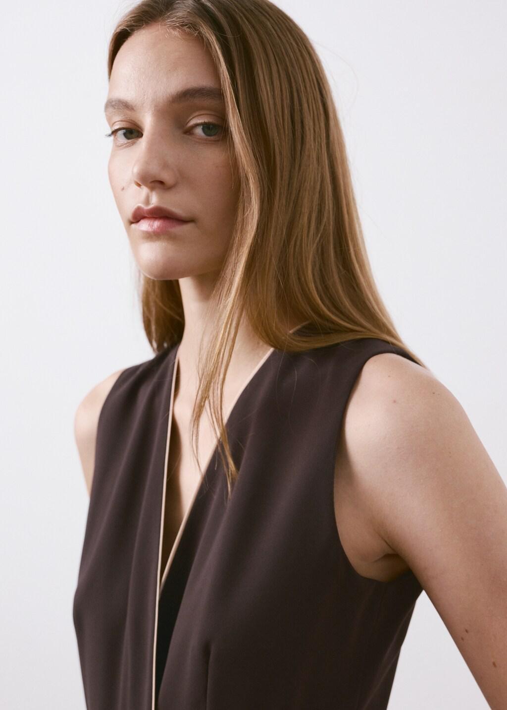 Brown Belt Wrap Jumpsuit, Dark Brown, large image number 4