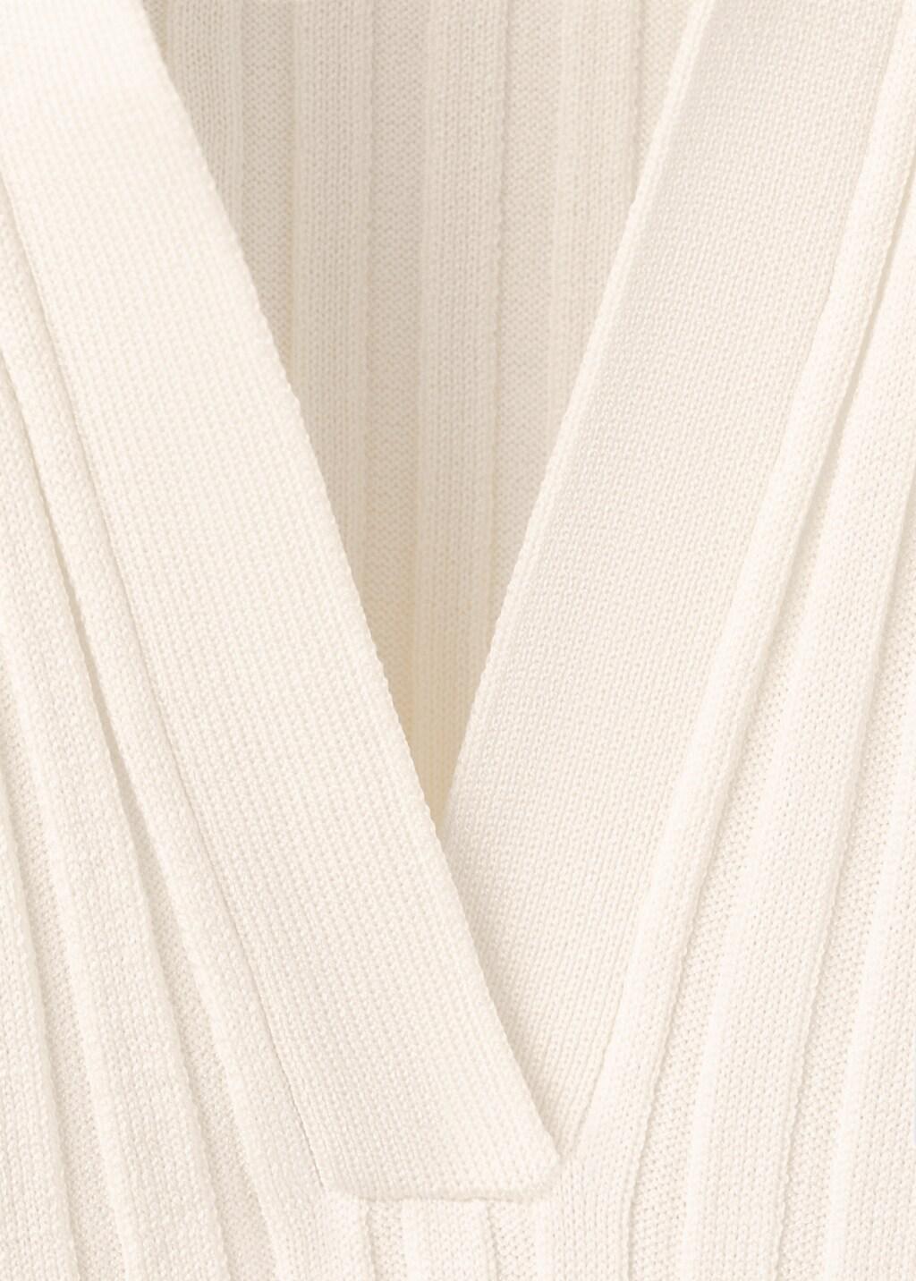 Beige V-Neck Knit Sweater, Light Beige, large image number 5