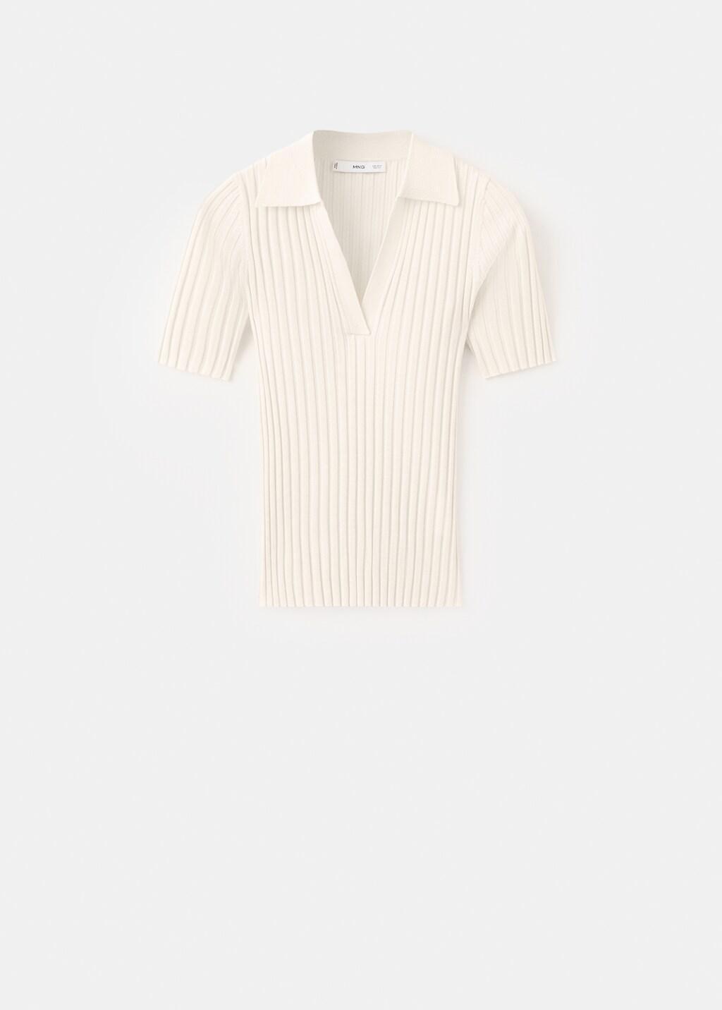 Beige V-Neck Knit Sweater, Light Beige, large image number 7