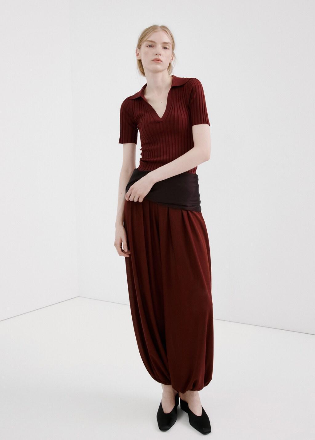 Orange V-Neck Knit Sweater, Medium Orange, large image number 0