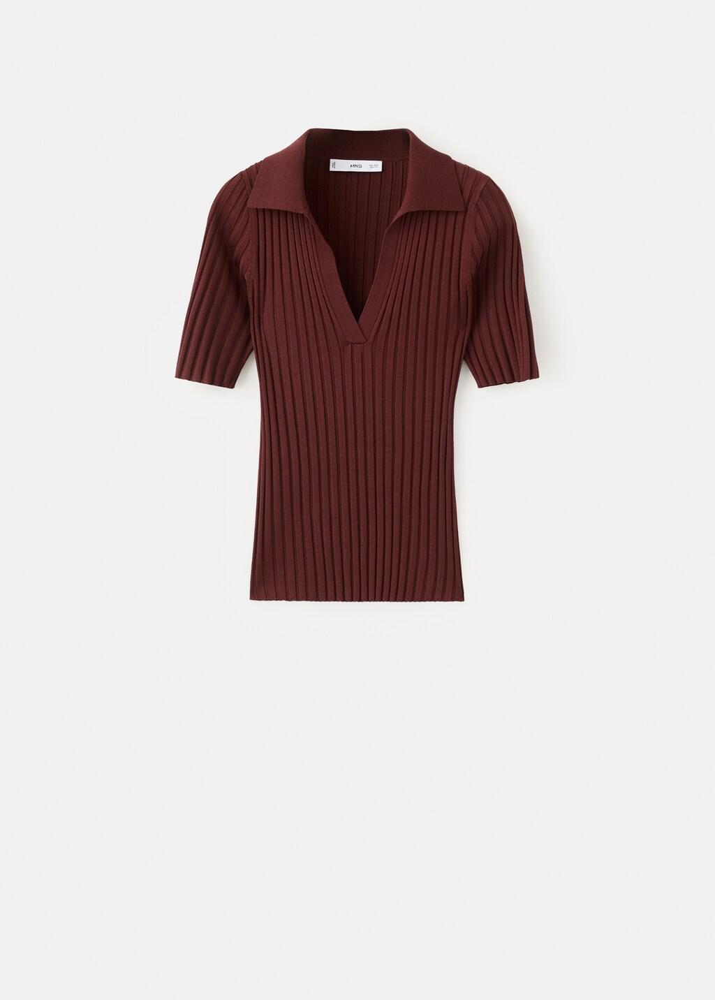 Orange V-Neck Knit Sweater, Medium Orange, large image number 8