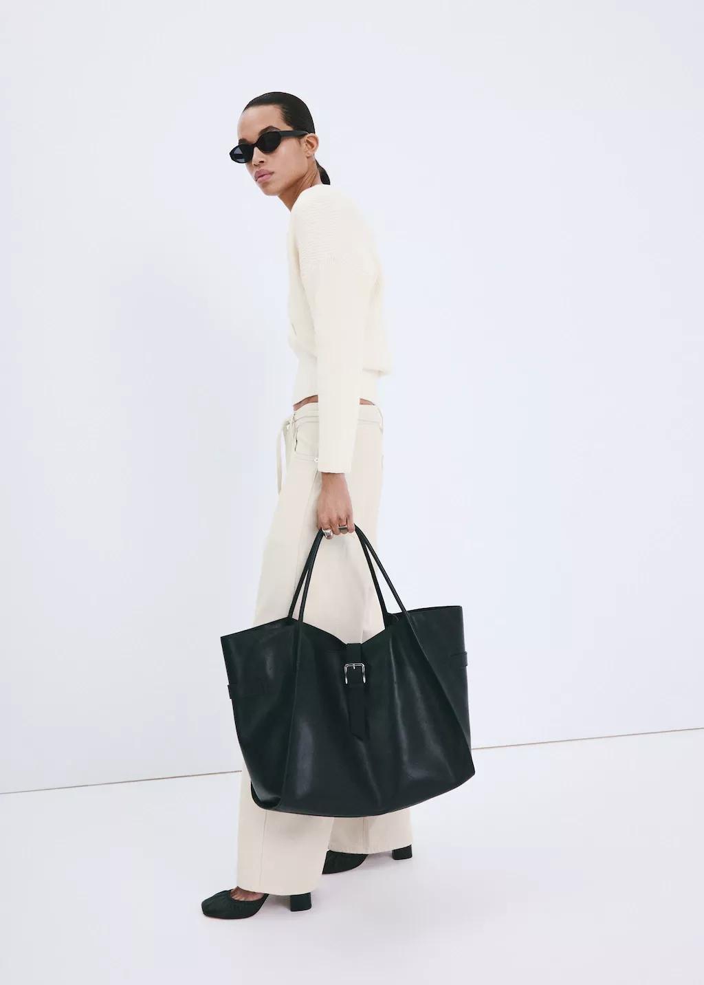 Beige Ribbed Crossover Neckline Jumper, Light Beige, large image number 0