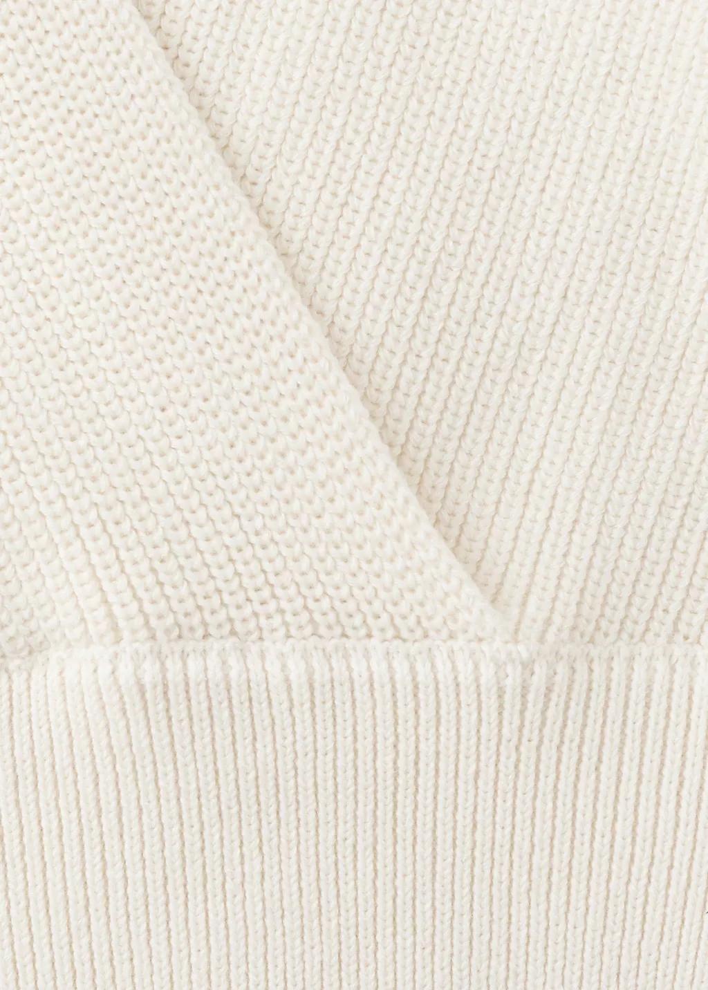 Beige Ribbed Crossover Neckline Jumper, Light Beige, large image number 1