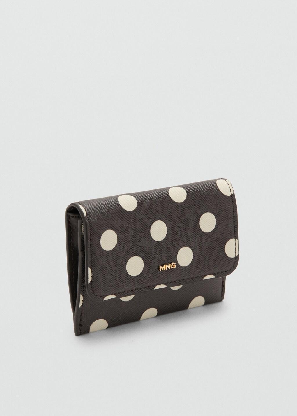 Brown Polka Dot Flap Wallet, Dark Brown, large image number 1