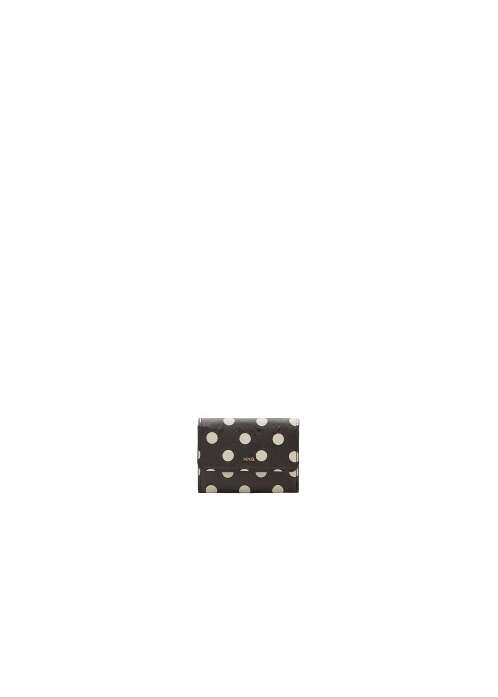 Brown Polka Dot Flap Wallet, Dark Brown, large image number 2