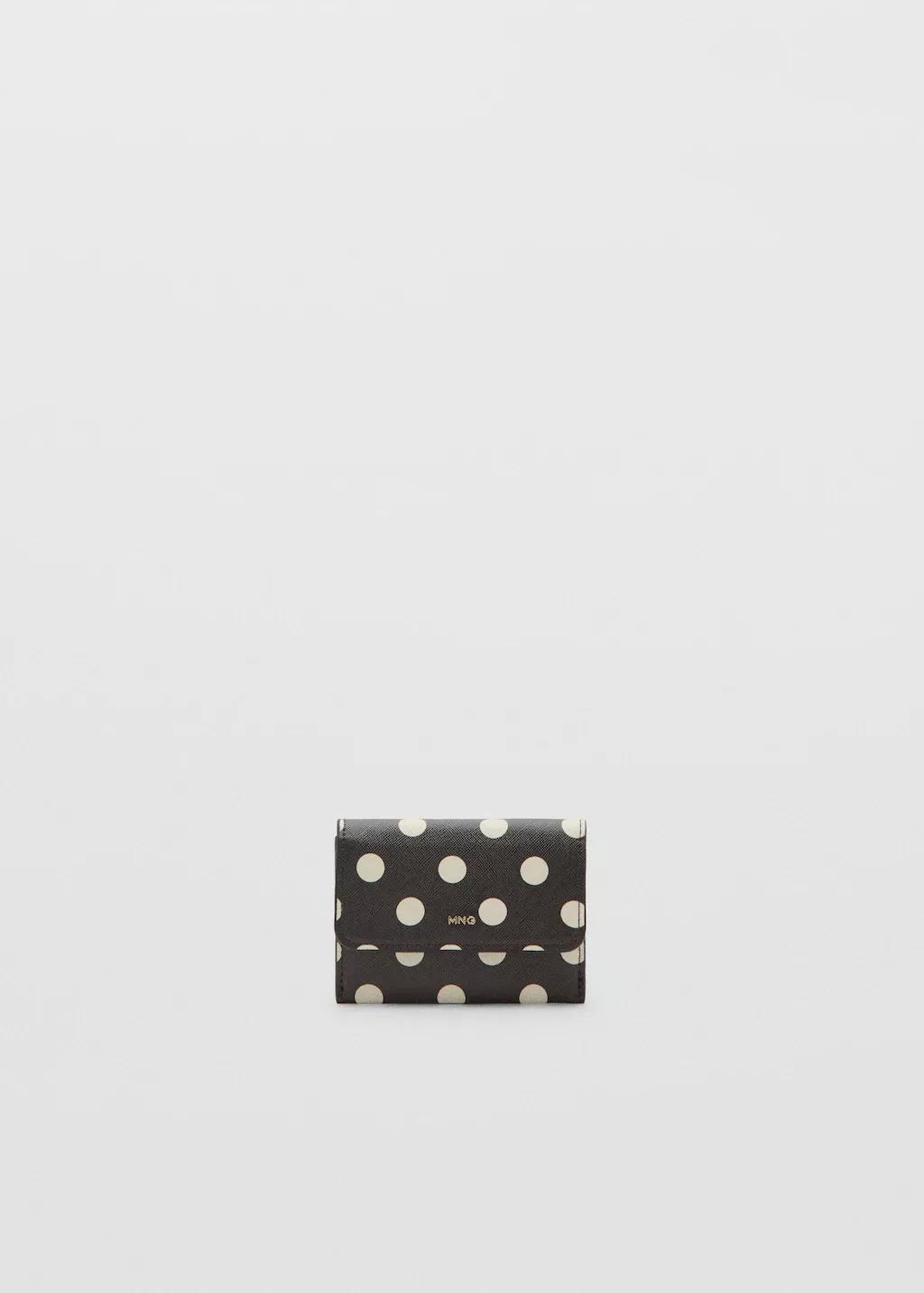 Brown Polka Dot Flap Wallet, Dark Brown, large image number 3