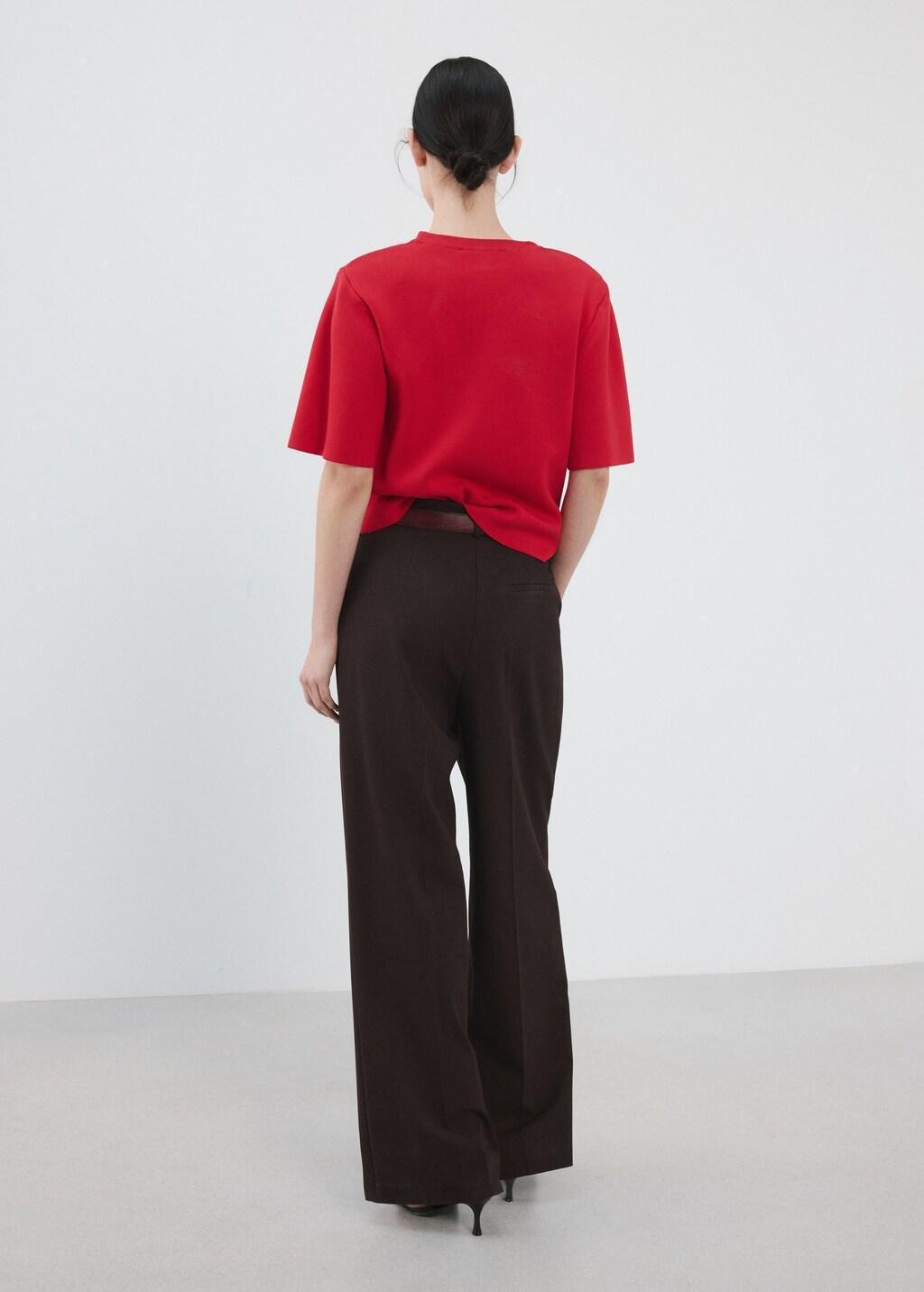 Red Short-Sleeved Knitted Sweater, Red, large image number 2