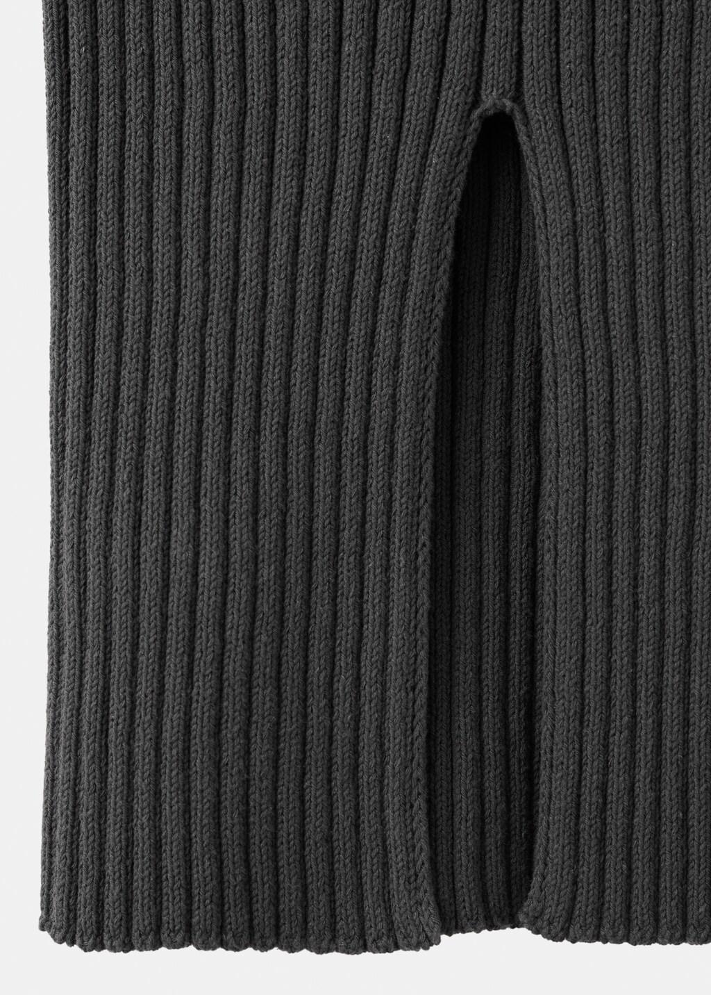 Grey Ribbed Top With Openings, Charcoal, medium