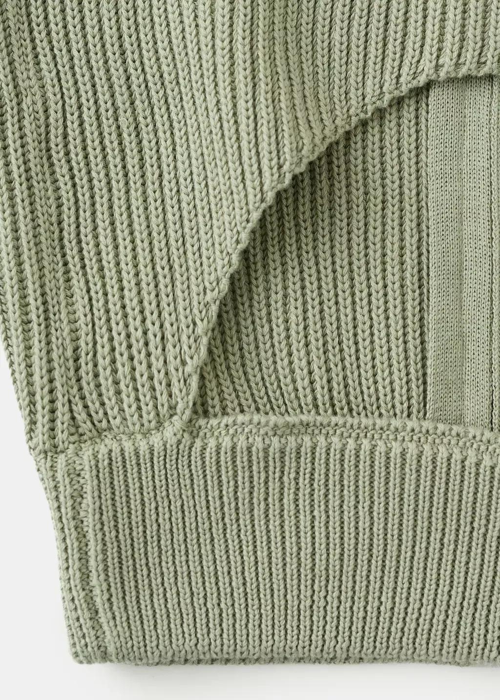Khaki Ribbed Knitted Top With Zip, Beige - Khaki, large image number 4