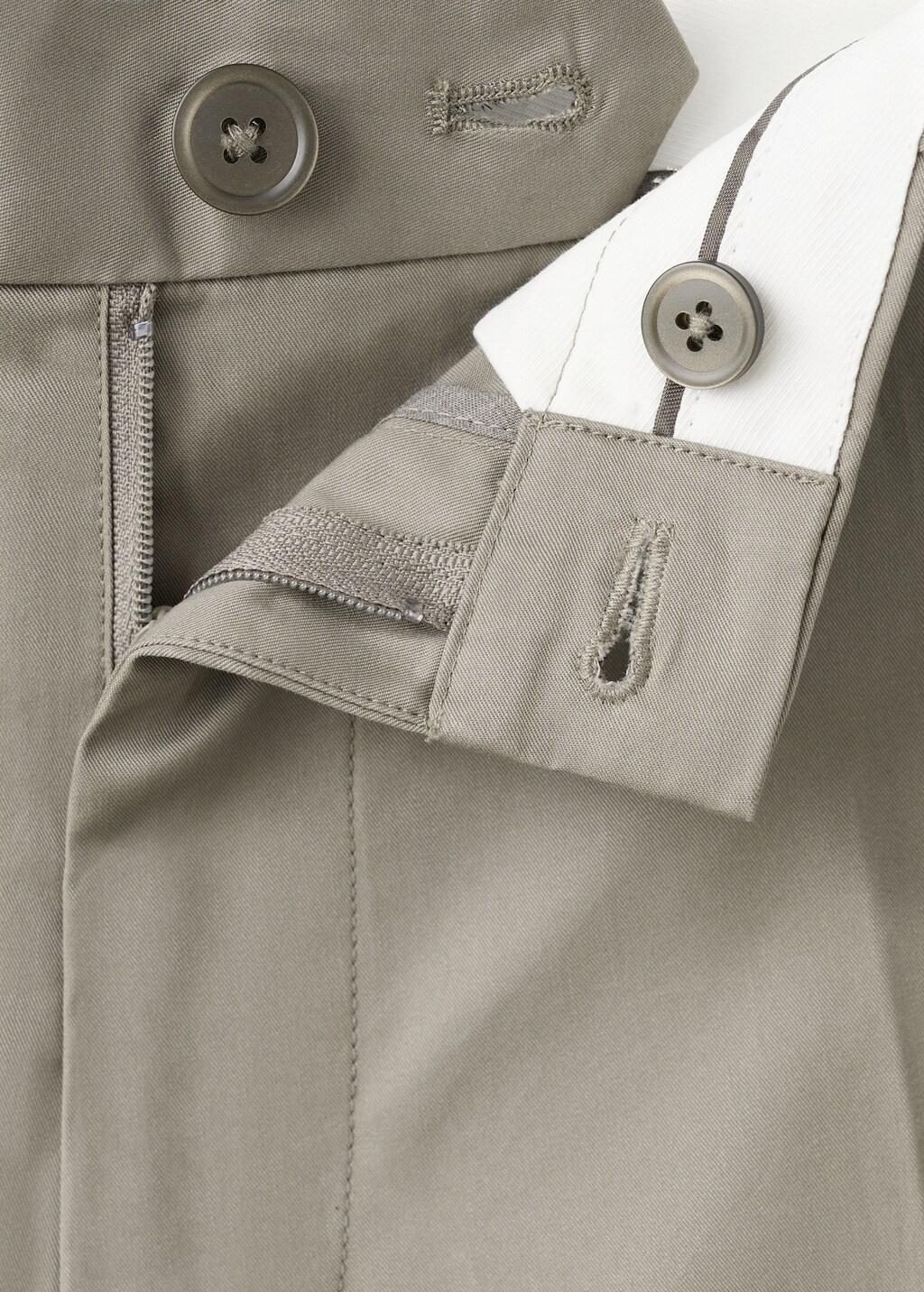 Beige 100% Cotton Twill Slim Fit Trousers, Light Beige, medium