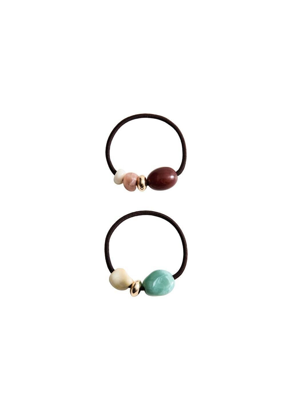 Green Beaded Hair Bobbles, Set Of 2, 0201_40, large image number 1