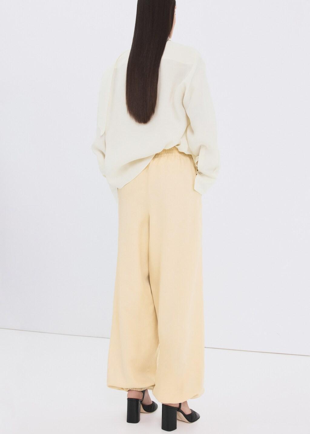 Beige Lyocell Balloon Trousers, Light Beige, large image number 2
