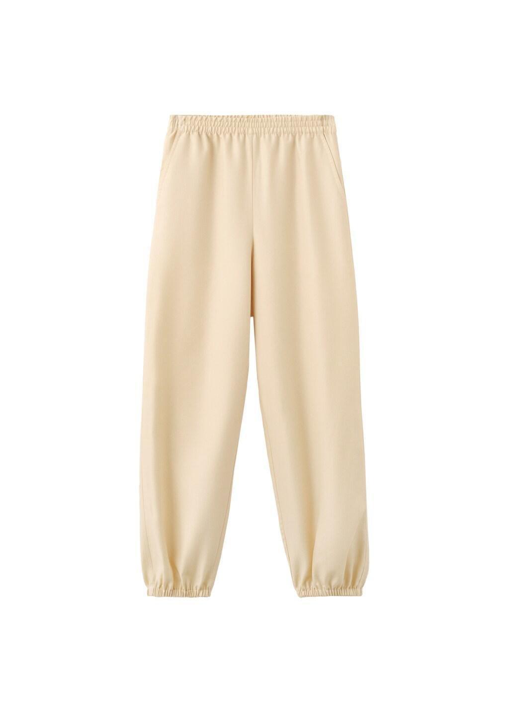 Beige Lyocell Balloon Trousers, Light Beige, large image number 6