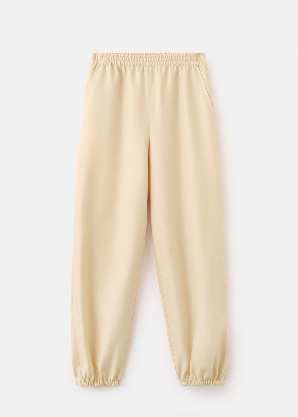 Beige Lyocell Balloon Trousers, Light Beige, large image number 7